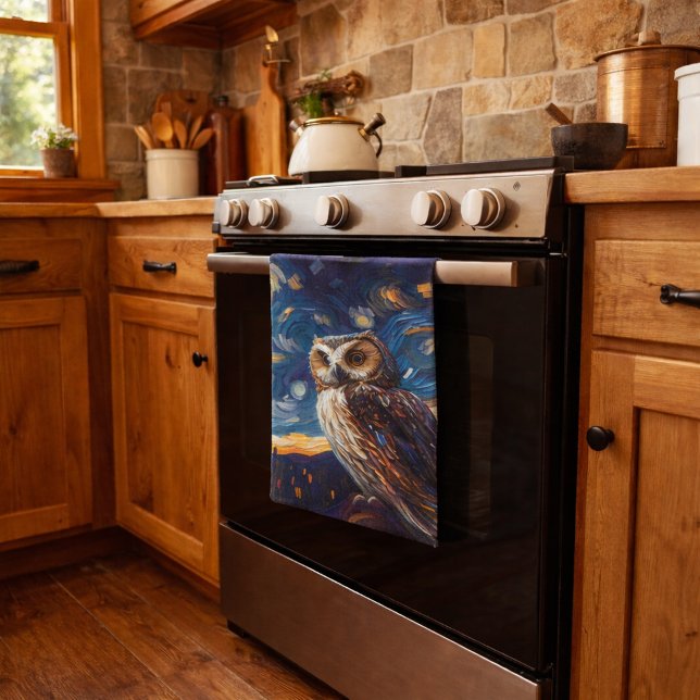 Starry Night Owl Tea Towel (Creator Uploaded)