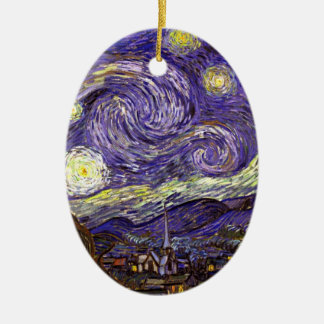 Starry Night painting by artist Vincent Van Gogh Ceramic Tree Decoration