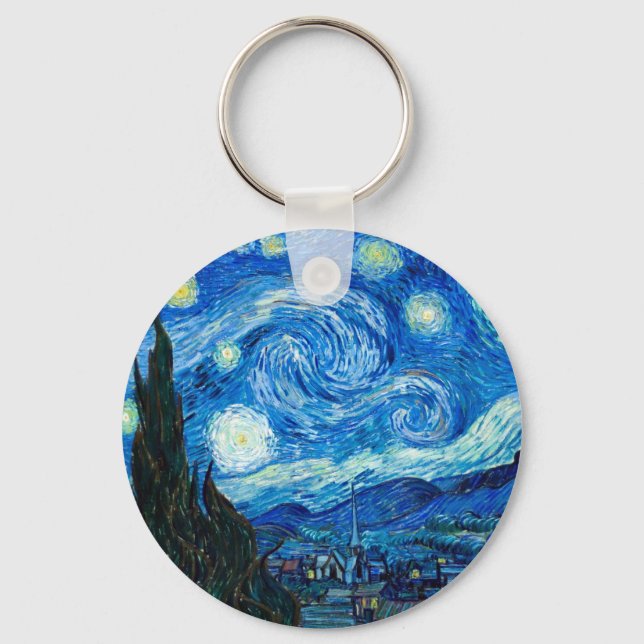 Starry Night Painting By Painter Vincent Van Gogh Key Ring (Front)
