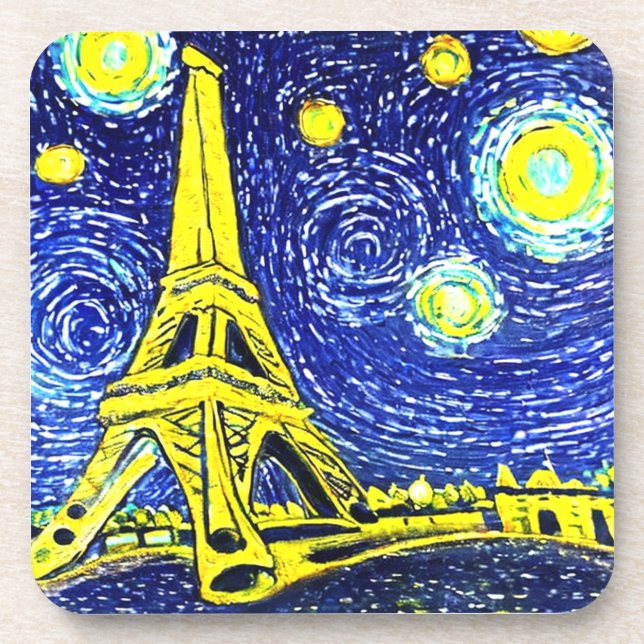 Starry Night Paris France Coaster (Front)
