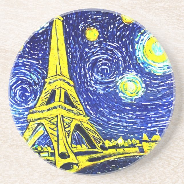 Starry Night Paris France Coaster (Front)