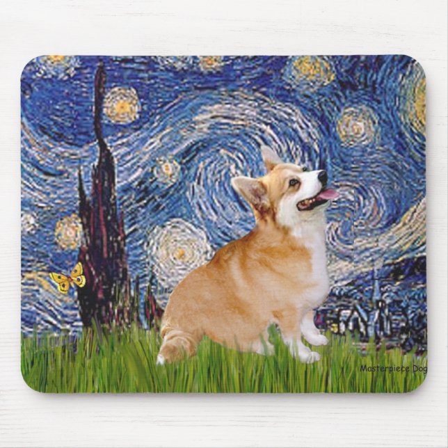 Starry Night - Pembroke Welsh Corgi 7b Mouse Pad (Front)