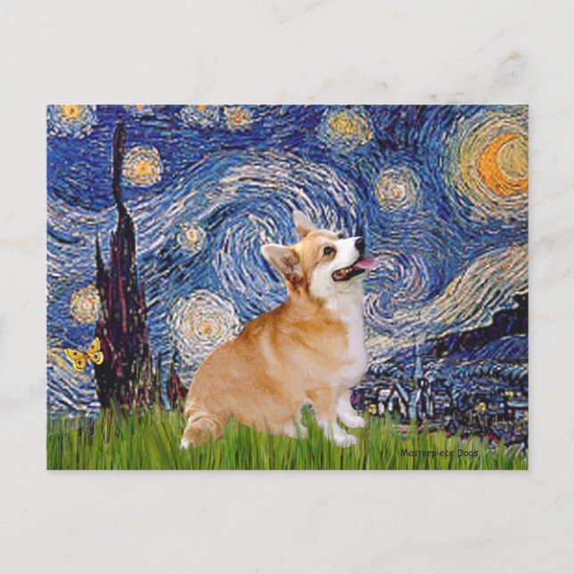 Starry Night - Pembroke Welsh Corgi 7b Postcard (Front)