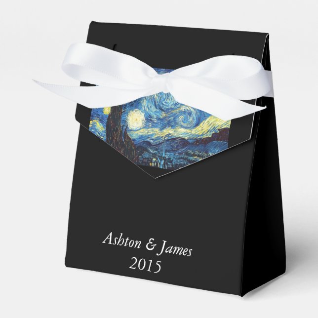 Starry Night Personalised Wedding Favour Box (Front Side)