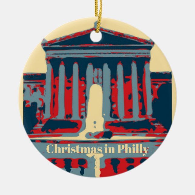 Starry Night Philadelphia, edit text Ceramic Ornam Tree Decoration (Front)