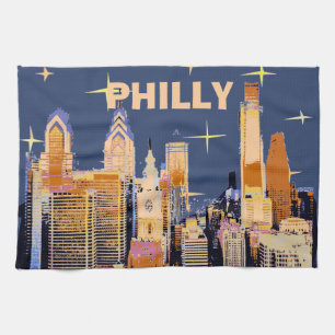 Starry Night Philadelphia, personalise Tea Towel