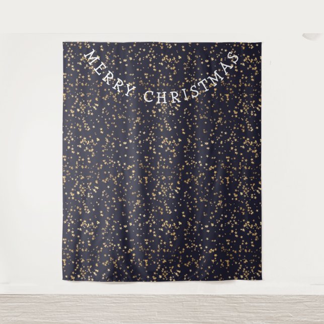 Starry Night Photo Background Merry Christmas Tapestry (Front)