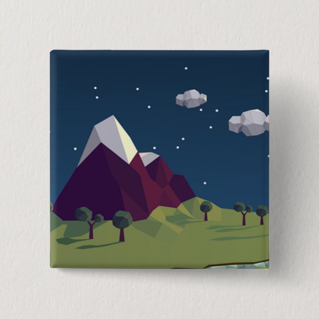 Starry night picture 15 cm square badge (Front)