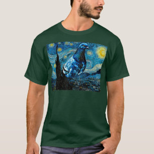 Starry Night Pigeon Funny Van Gogh Parody Bird T-Shirt