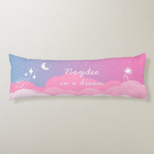 Starry night Pink blue Name and Text Body Cushion