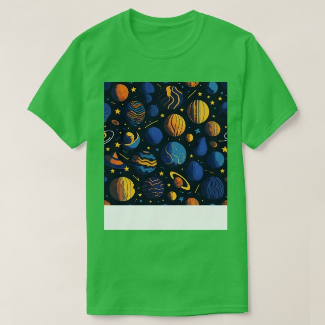 Starry Night Planet Pattern Design for Space Lover T-Shirt (Design Front)