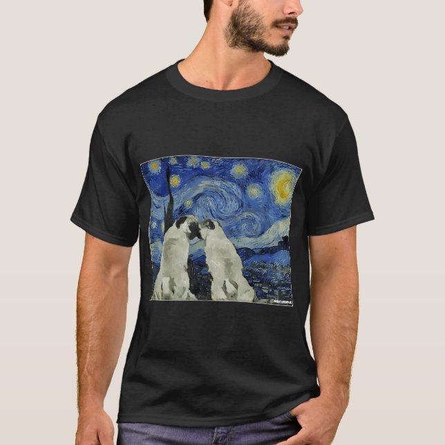 Starry Night Pugs T-Shirt (Front)