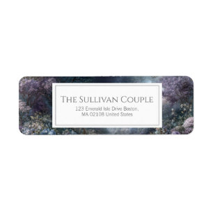 Starry Night Purple Rose Botanical Return Address