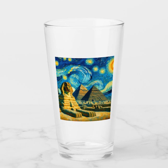Starry Night Pyramids Sphinx Egypt Glass (Front)