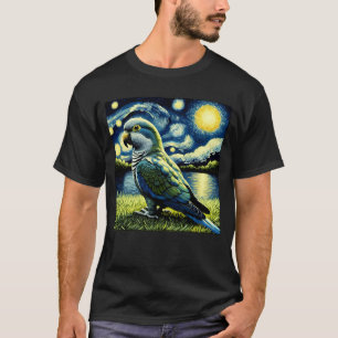 Starry Night Quaker Parrot Van Gogh Bird Lover T-Shirt