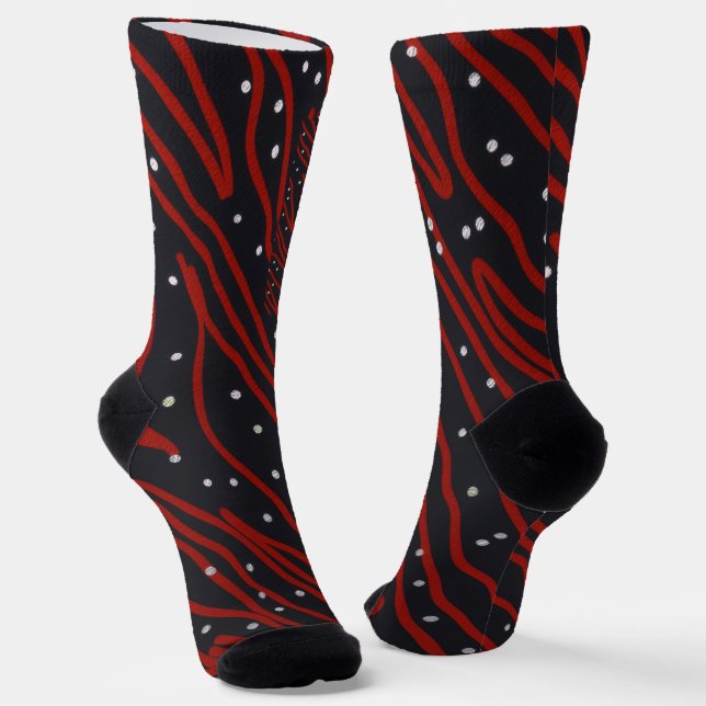 Starry Night, Red Tiger Night Socks (Angled)