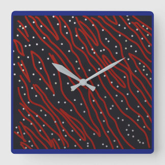 Starry Night, Red Tiger Night Square Wall Clock