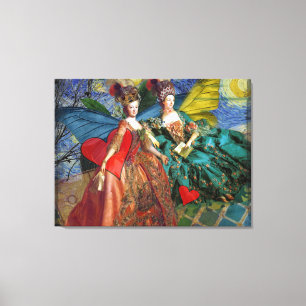 Starry Night Rococo Maidens Butterfly Wings Art Canvas Print
