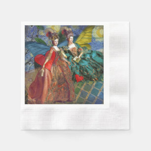 Starry Night Rococo Maidens Butterfly Wings Art Napkin