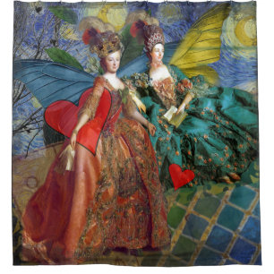 Starry Night Rococo Maidens Butterfly Wings Art Shower Curtain