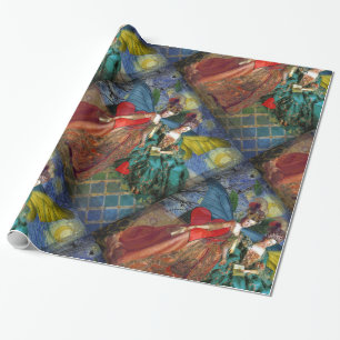 Starry Night Rococo Maidens Butterfly Wings Art Wrapping Paper