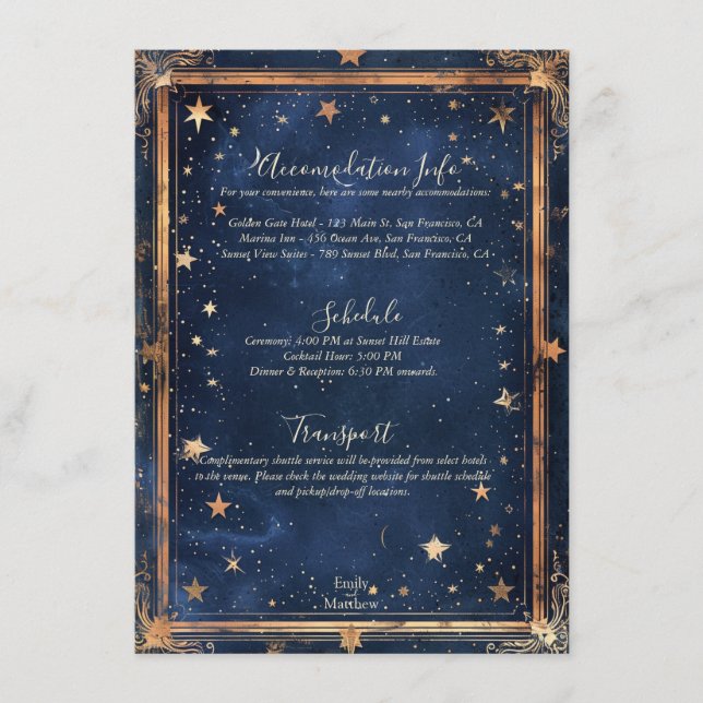 Starry Night Romance Wedding Enclosure Card (Front)