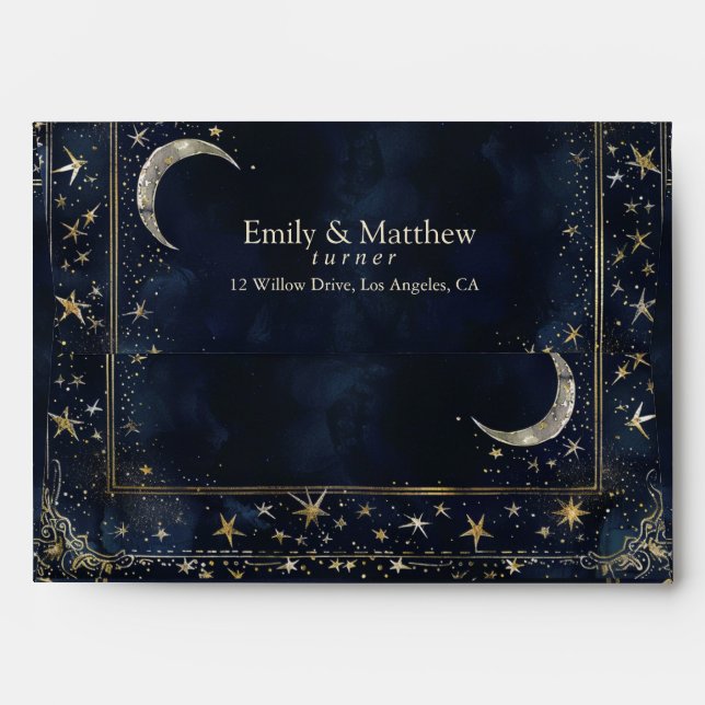 Starry Night Romance Wedding  Envelope (Back (Top Flap))