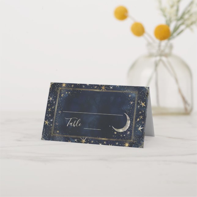 Starry Night Romance Wedding Place Card (Front)
