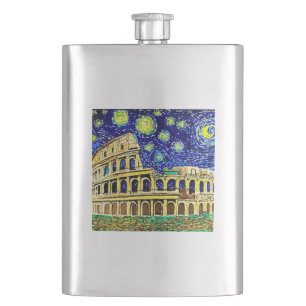 Starry Night Rome Italy Hip Flask