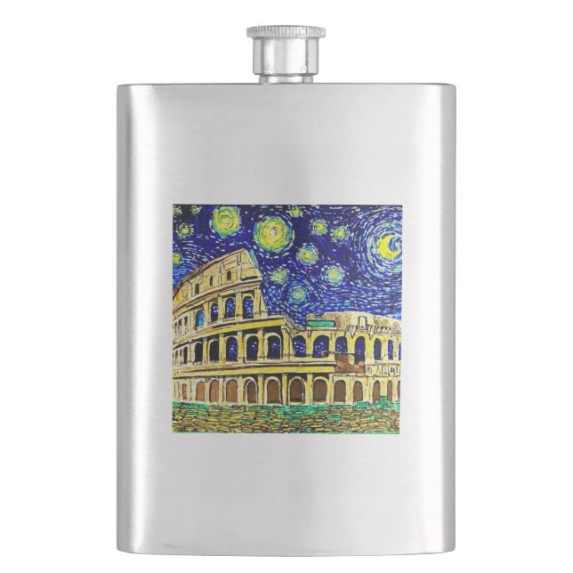 Starry Night Rome Italy Hip Flask (Front)