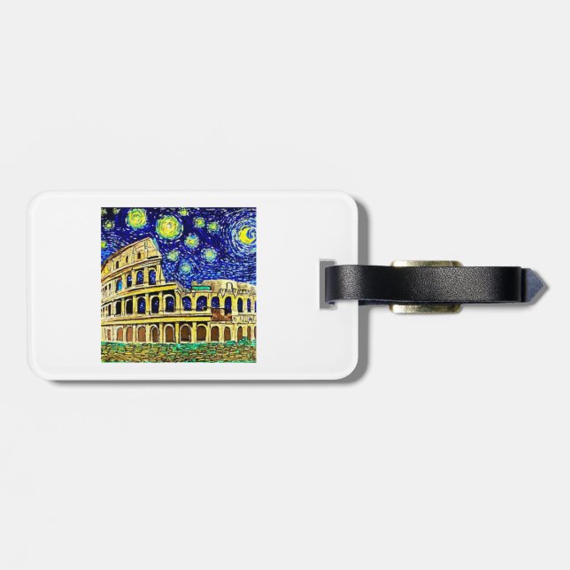 Starry Night Rome Italy Luggage Tag (Back Horizontal)
