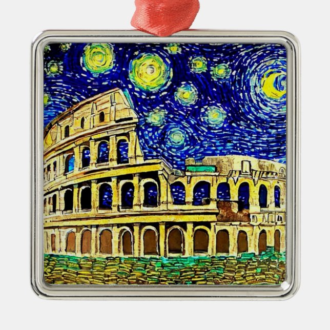 Starry Night Rome Italy Metal Tree Decoration (Front)