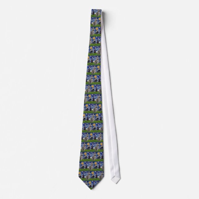 Starry Night - Russian Blue cat Tie (Front)