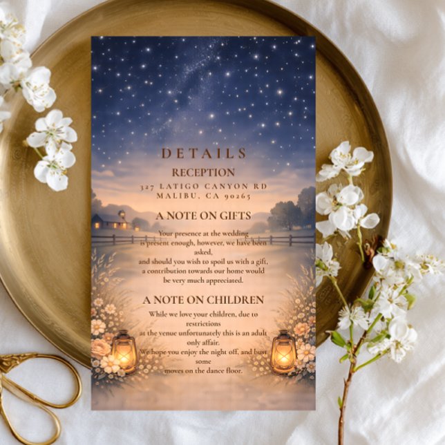 Starry Night Rustic Meadow Wedding Enclosure Card (Creator Uploaded)