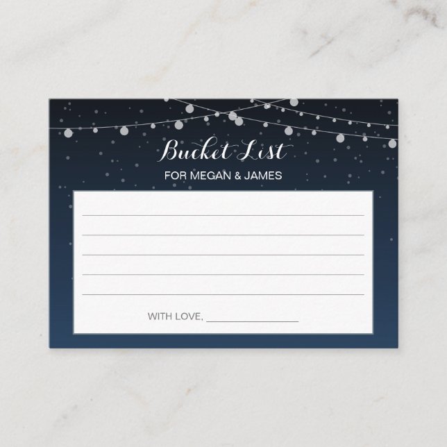 Starry Night Rustic Wedding Bucket List Ideas Card (Front)