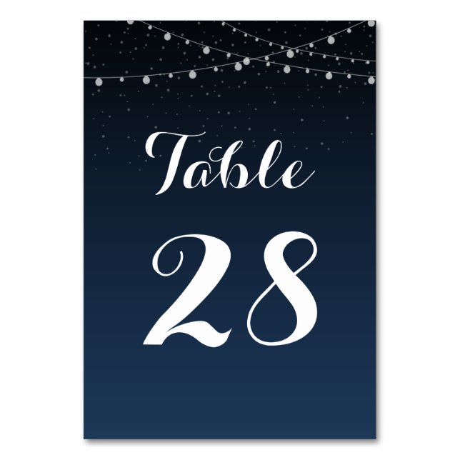 Starry Night Rustic Wedding Table Number Card (Back)