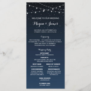 Starry Night Rustic Wedding Timeline Programme
