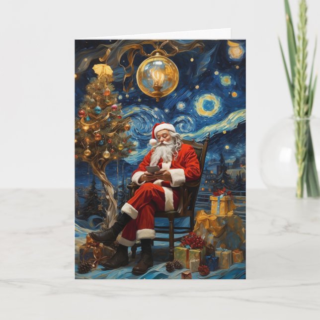 Starry Night Santa Card | Van Gogh Christmas Card (Front)
