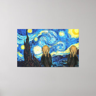 Starry Night Screaming Twins Canvas Print