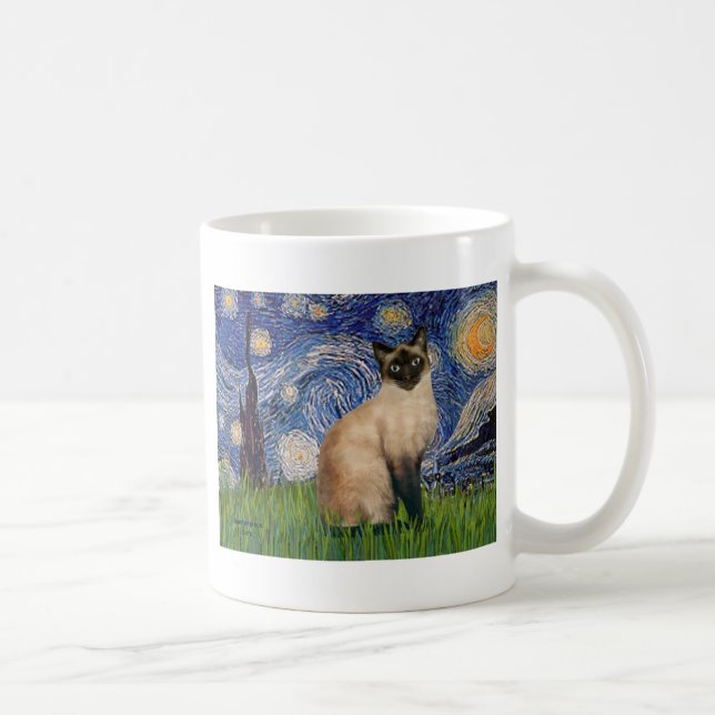 Starry Night - Seal Point Siamese cat Coffee Mug (Right)