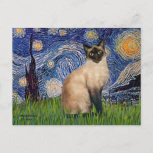 Starry Night - Seal Point Siamese cat Postcard