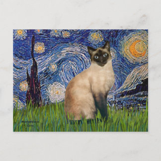 Starry Night - Seal Point Siamese cat Postcard
