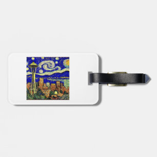 Starry Night Seattle Washington Luggage Tag