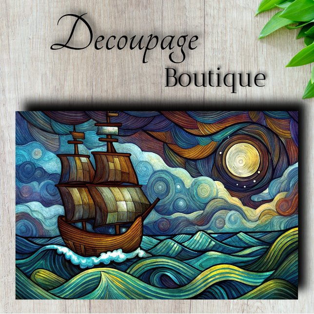 Starry Night Ship Decoupage Tissue Paper (Starry Night Ship Decoupage Tissue Paper)