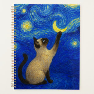 Starry Night Siamese Cat Moon Planner