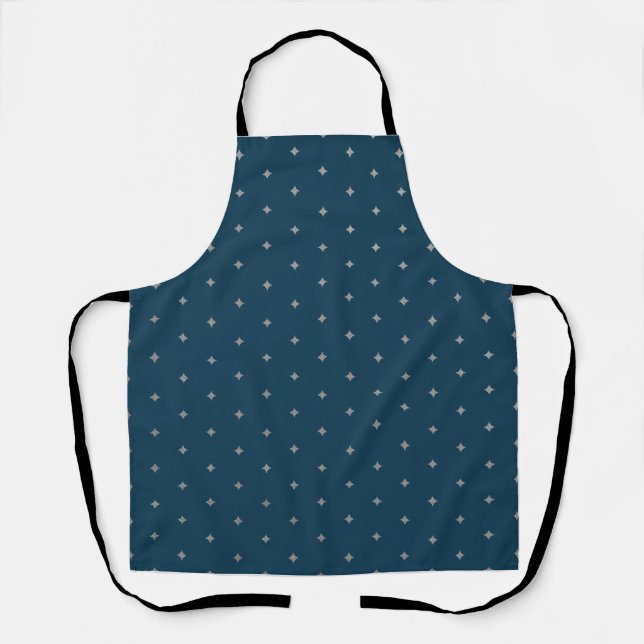 Starry Night Silver Stars Blue Apron (Front)