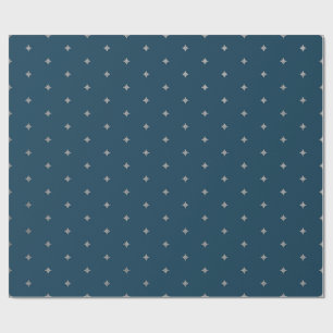 Starry Night Silver Stars Blue Wrapping Paper 