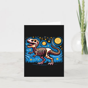 Starry Night Skeleton Dinosaur T Rex Boys Kids Card