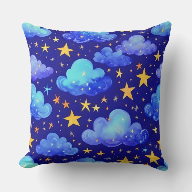 starry night sky blue pattern cushion (Front)