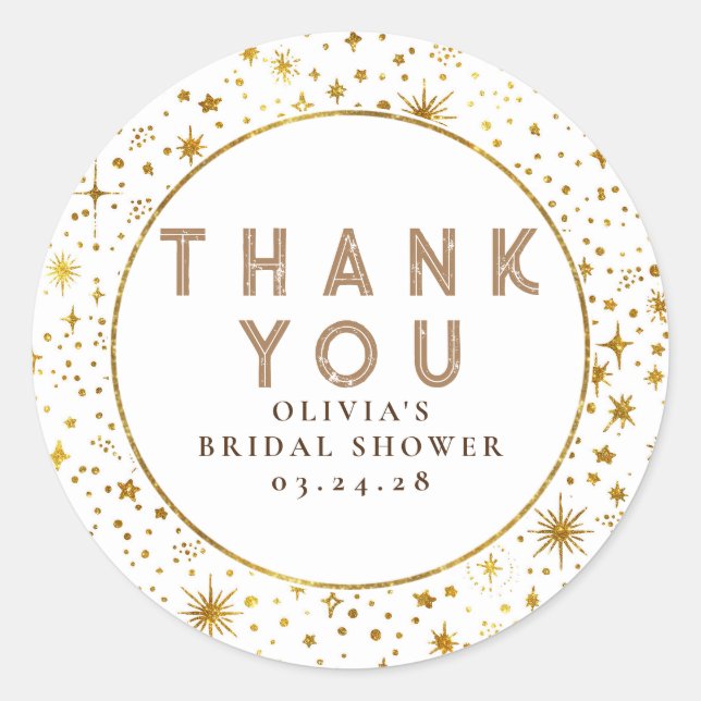 Starry Night Sky Celestial Thank You Classic Round Sticker (Front)